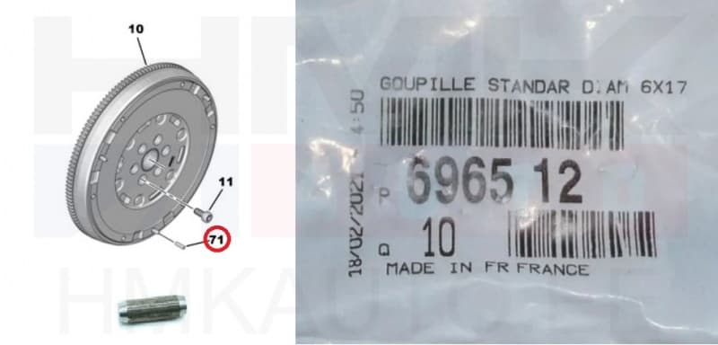 Sidurikorvi tsentreerimispuks OEM Peugeot/Citroen 6x17