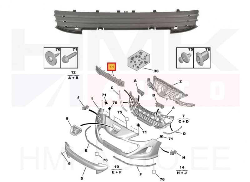 Esistange iluvõre OEM Peugeot 308 07-
