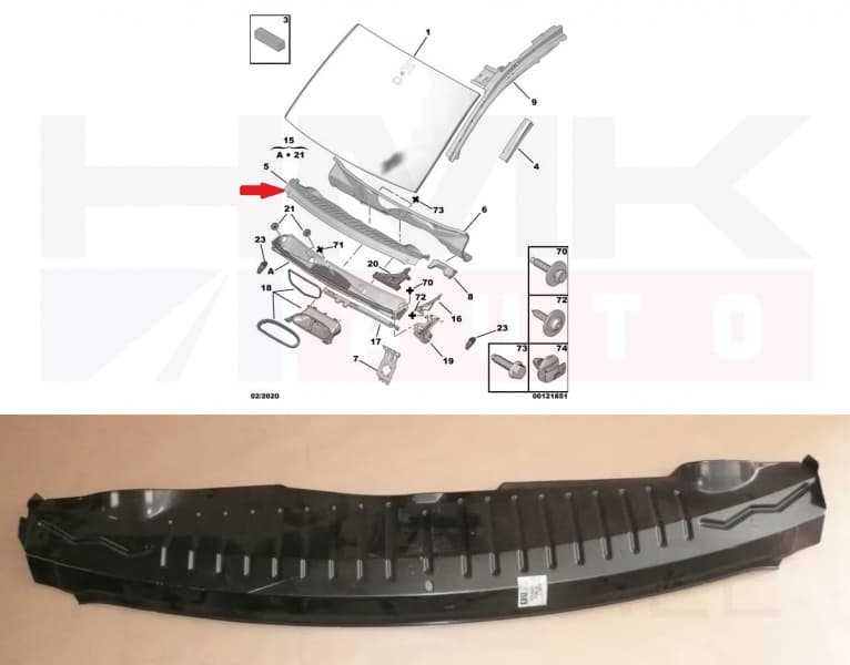 Esiklaasi alune plastvann OEM Berlingo/Partner 08-
