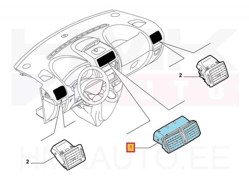 Salongi õhuava rest keskmine OEM Jumpy/Partner/Scudo 2007- (helehall)