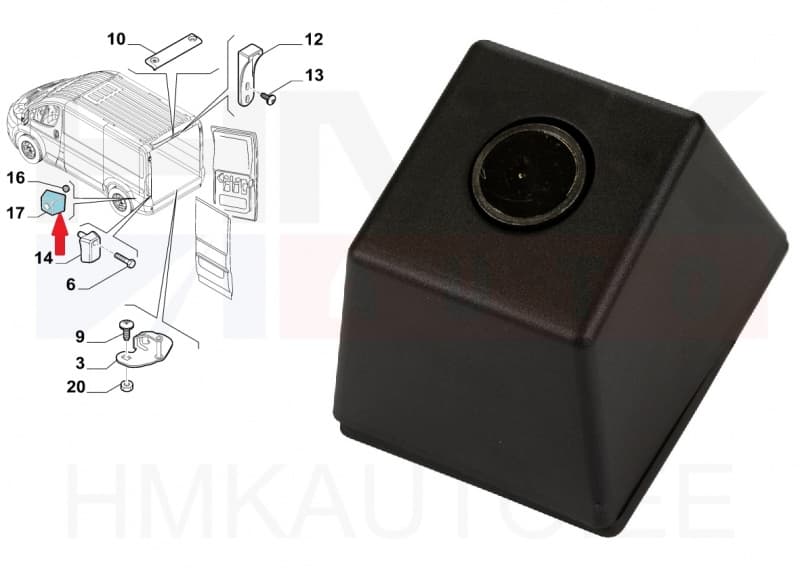 Uksepiiraja magnet vasak OEM Jumper/Boxer/Ducato 2006-2011 (270° avanevad uksed)