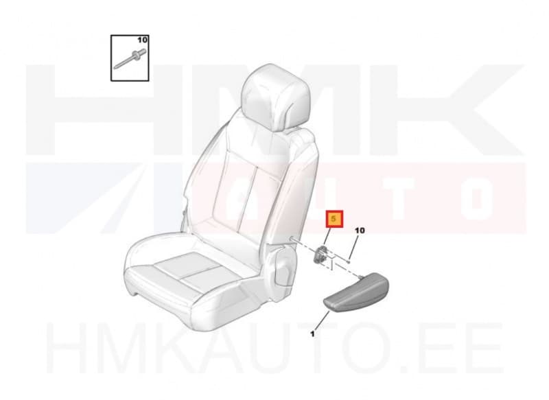 Käetoe kinnitusmehhanism, juhiiste OEM Peugeot 5008