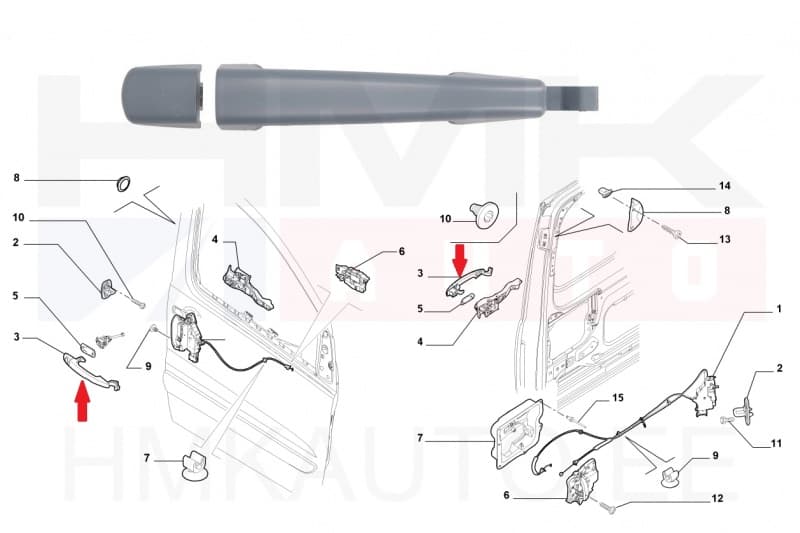 Ukselink välimine parem OEM Jumpy/Expert/Scudo 2007- (hall) >>9101GH
