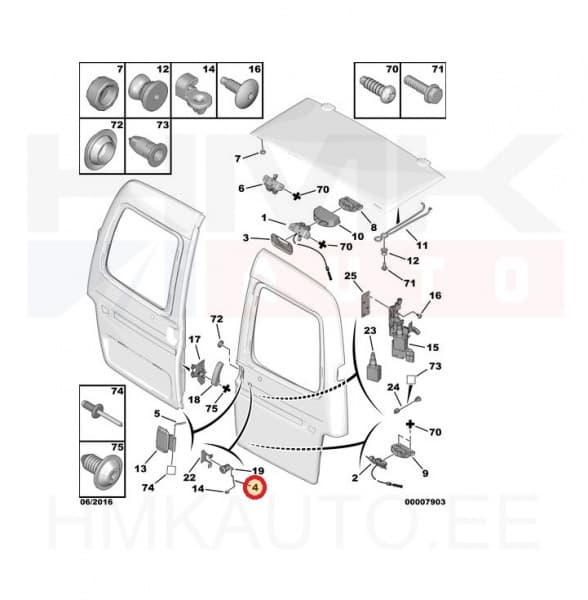 Ukselukusti varras tagauksele OEM Partner/Berlingo