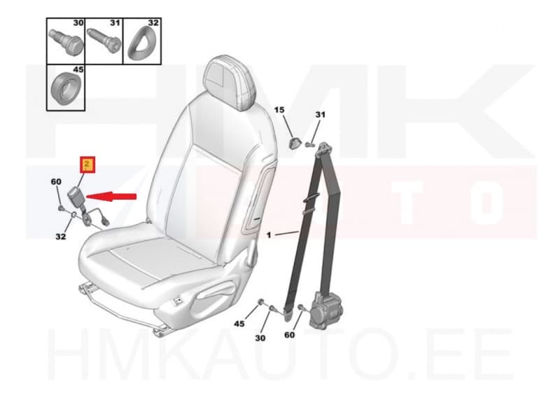 Turvavöö vastus eesmine OEM Citroen C-Elysee/Peugeot 208,301