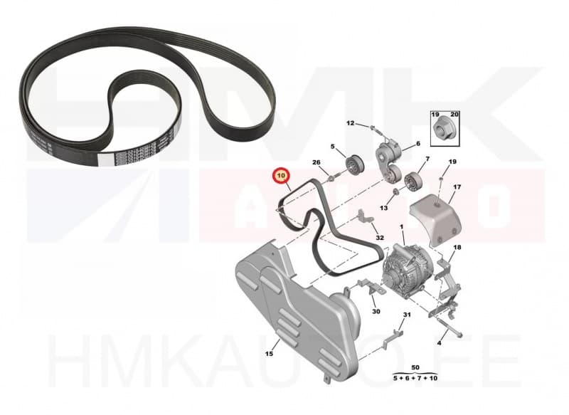 Mitmikkiilrihm 6PK1640 OEM Jumper/Boxer 2,2HDi Euro5 (+A/C)