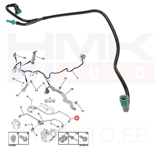 Kütuse tagasivoolutoru OEM Citroen/Peugeot DW10C