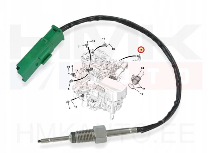 Väljalaskegaaside temperatuuri andur OEM Citroen/Peugeot 2,0/2,2BlueHDI Euro6