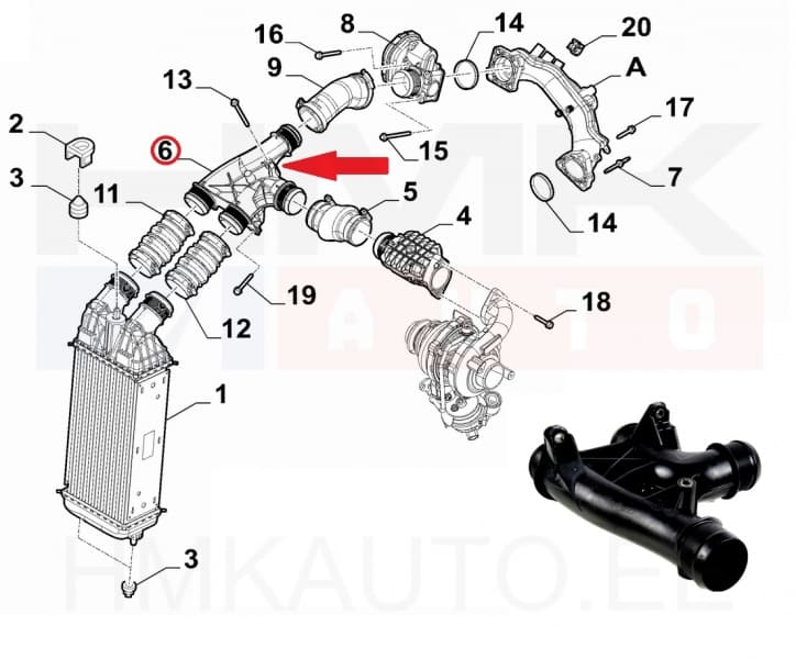 Turbo õhutoru OEM Citroen/Peugeot/Fiat 1,6HDi