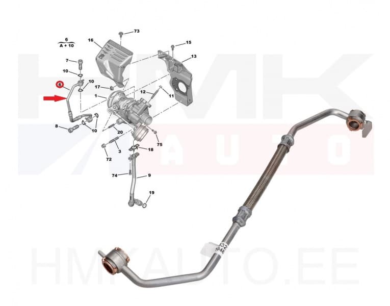 Turbo õlitustoru OEM Citroen/Peugeot 1,2THP