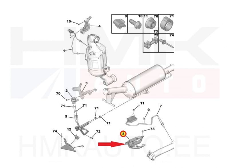 NOx anduri korpuse kate OEM Citroen Berlingo/Peugeot Partner 1,6HDI