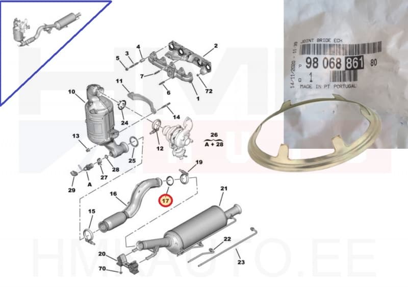 Summuti tihend OEM Citroen/Peugeot 1,6HDi