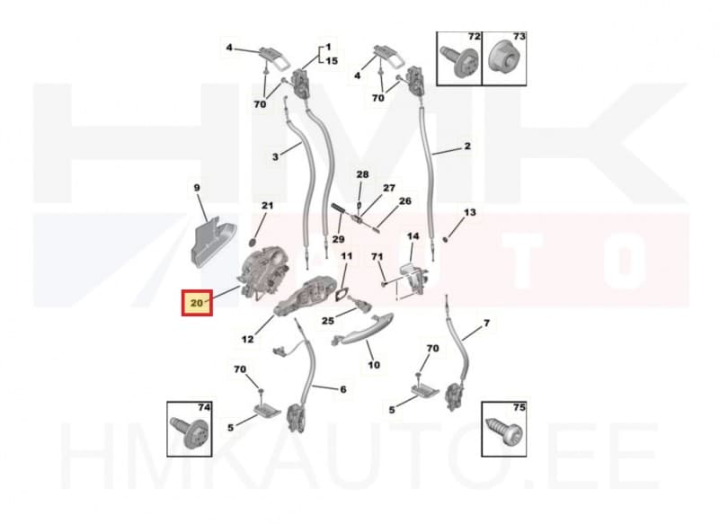 Ukselukusti tagauksele, keskmine vasak OEM Jumpy/Expert 2016-