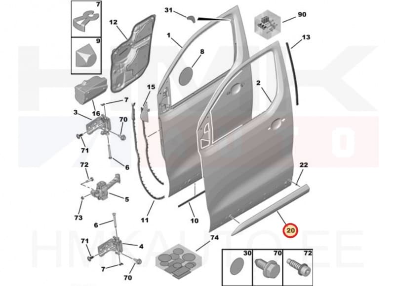 Esiukse liist vasak OEM Jumpy/ExpertProace 2016- (värvitav)