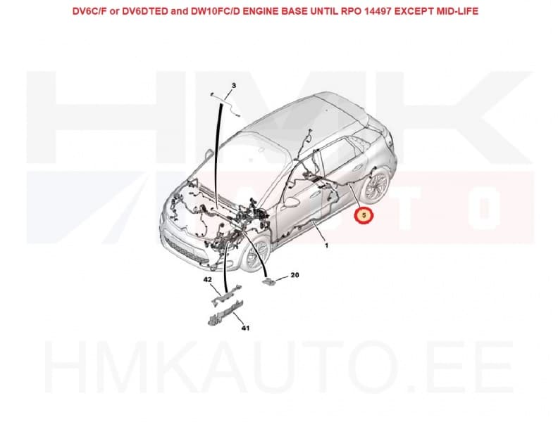 Juhtmestik tagumine OEM Citroen C4 Picasso/Spacetourer 1,6/2,0BlueHdi 2014-