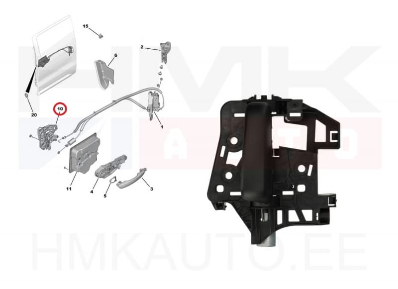 Ukselink liuguksele, sisemine parem OEM Jumpy/Expert 2016-