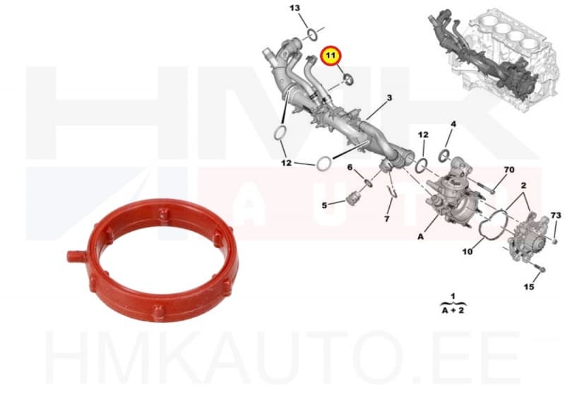 O-rõngastihend jahutusvedeliku torule OEM Citroen/Peugeot 1,5BlueHDI DV5R