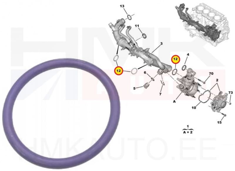 O-rõngastihend jahutusvedeliku torule OEM Citroen/Peugeot 1,5BlueHDI DV5R
