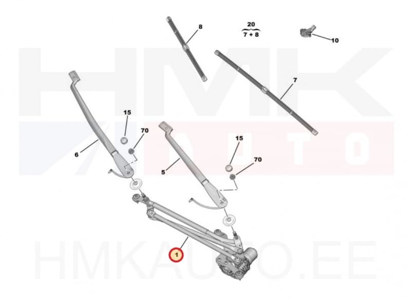 Klaasipühkijate hoovastik koos mootoriga OEM Peugeot 508 2018-