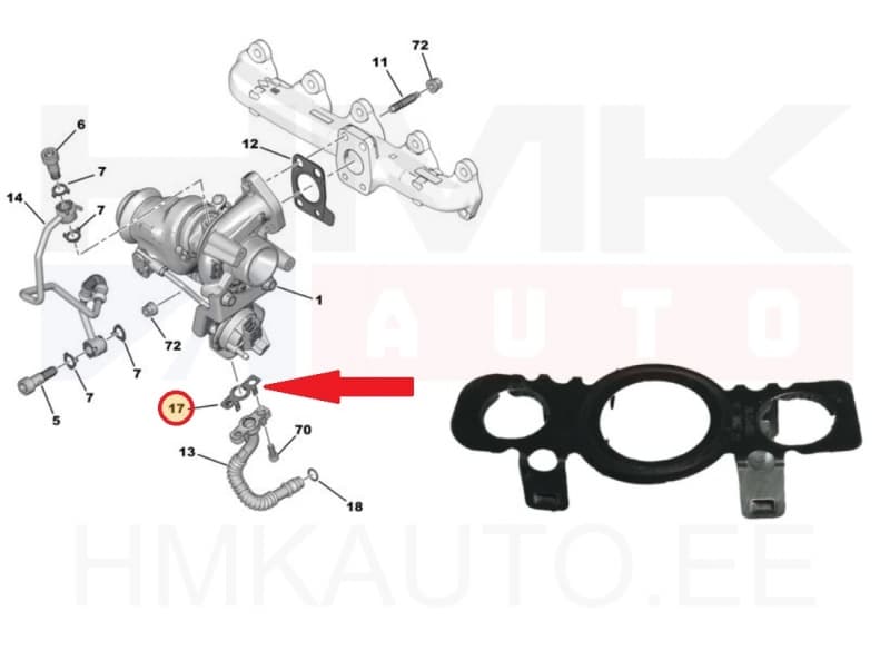 Turbo õli tagasivoolutoru tihend OEM Citroen/Peugeot 1,5BlueHDI DV5R
