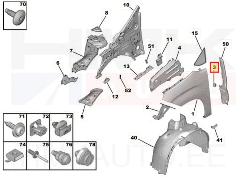 Esitiiva kinnitus tagumine OEM Citroen Berlingo/Peugeot Rifter 2018-