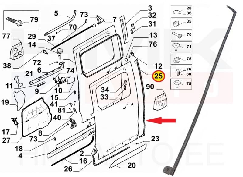 Liugukse tihend eesmine parem OEM Jumpy/Expert/Proace 2016-