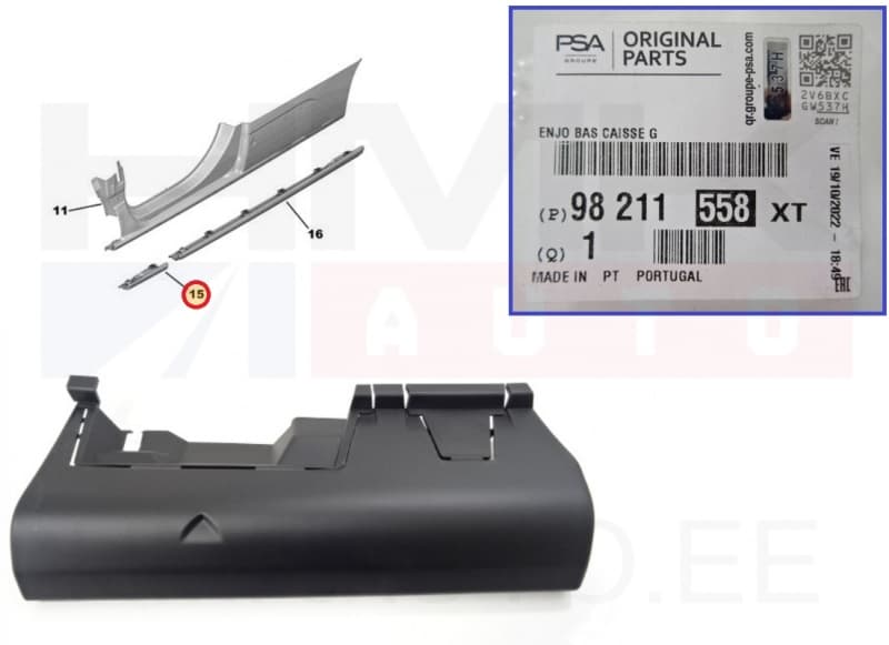 Küljekarbi iluliist eesmine vasak OEM Peugeot Rifter 2018-