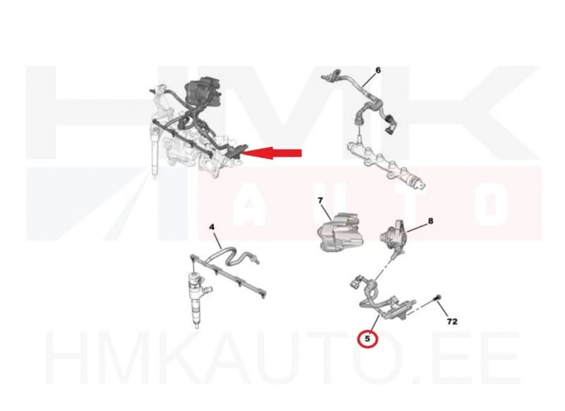 Kütusetoru anduriga OEM Citroen/Peugeot 1,5BlueHDI DV5R