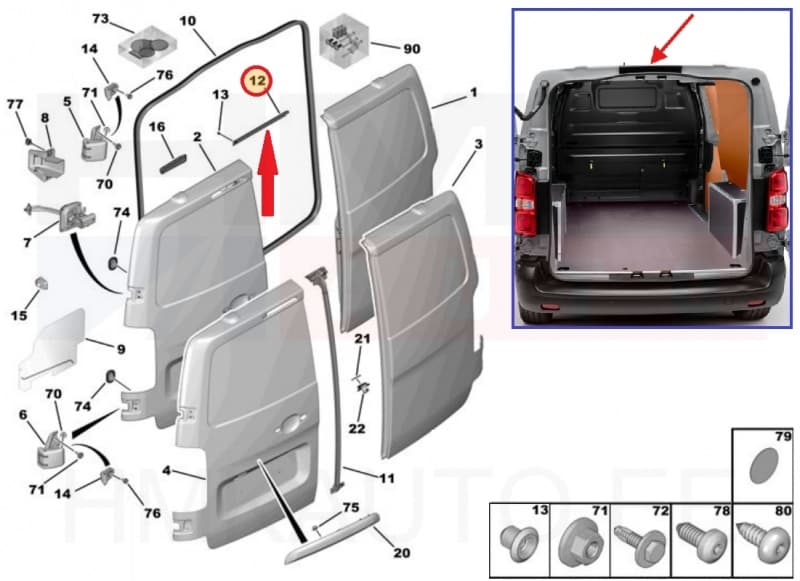 Tagauste ava tihend ülemine OEM Citroen Jumpy/Peugeot Expert 2016-