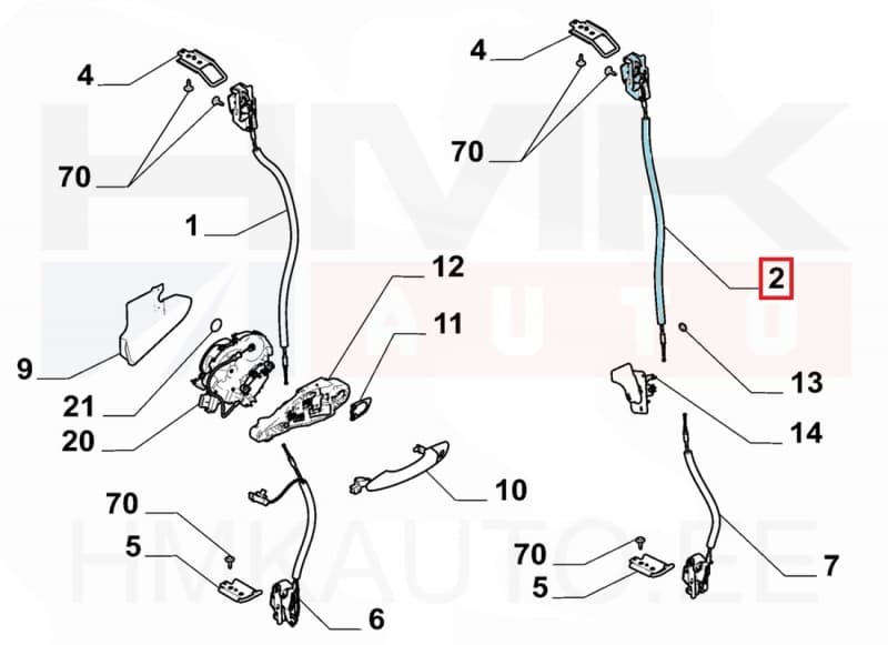 Ukselukusti tagauksele, ülemine parem OEM Citroen Jumpy/Peugeot Expert 2019-