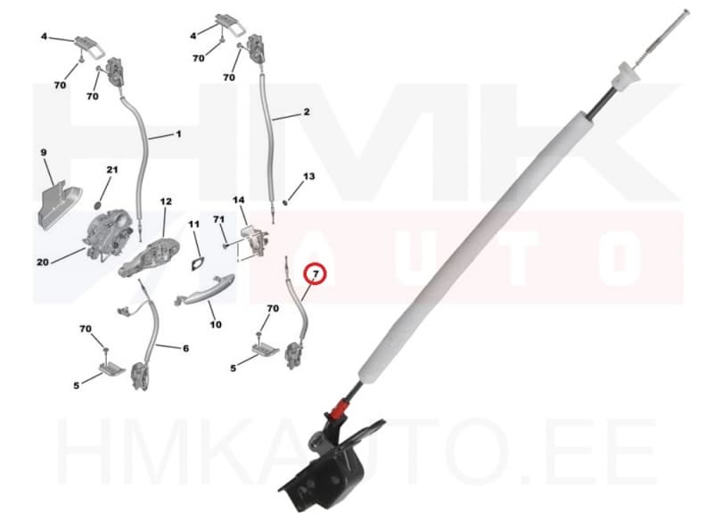 Ukselukusti tagauksele, alumine parem OEM Citroen Jumpy/Peugeot Expert 2019-