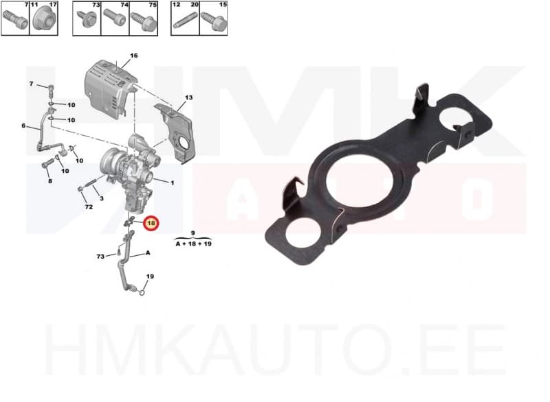 Turbo õli tagasivoolutoru tihend OEM Citroen/Peugeot 1,2THP