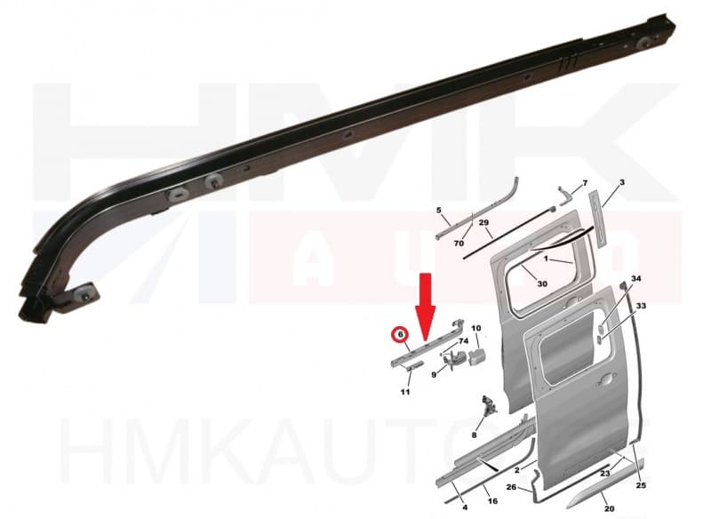 Liugukse juhtsiin vasak keskmine OEM Jumpy/Spacetourer/Expert/Traveller/Proace 2016- L2-L3