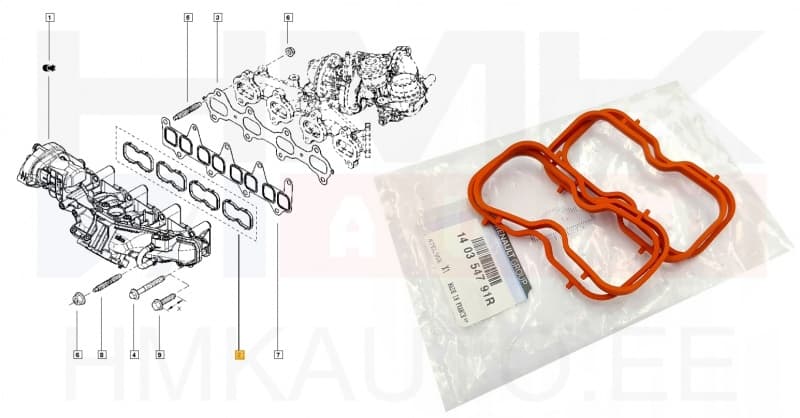 Sisselaskekollektori tihendikomplekt OEM Renault Master 2,3dCi (4tk)
