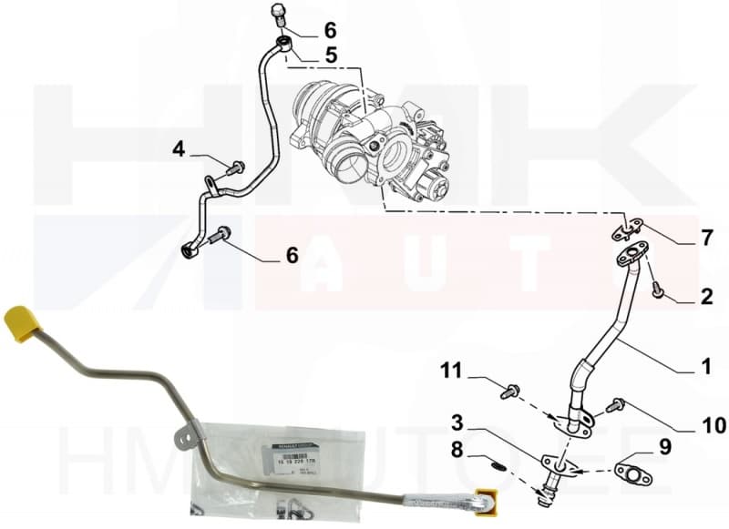 Turbo õlitustoru OEM Renault 2,0BlueDCI 2019-