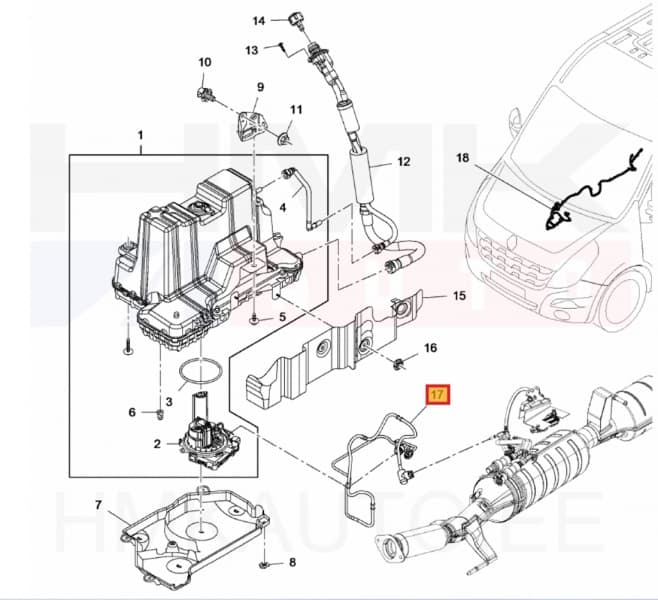 AdBlue toru OEM Renault Master 2,3dCi