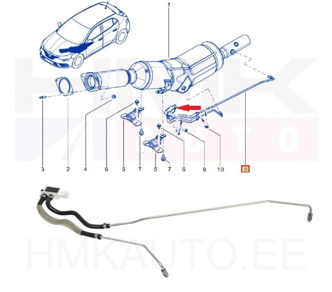 Väljalaskegaaside rõhuandur (koos torudega) OEM Renault Scenic,Megane,Talisman 1,6dCi