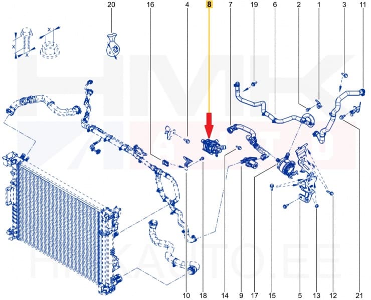 Termostaat korpusega OEM Renault 1,5 BlueDCI