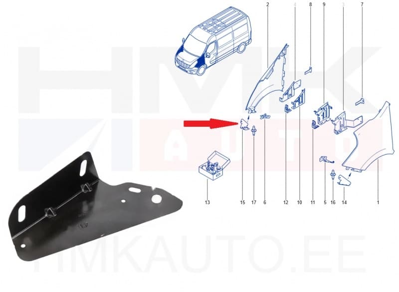 Esitiiva kinnitus parem OEM Renault Master 2019-