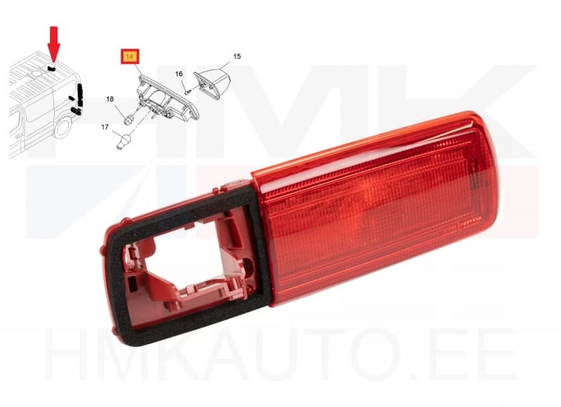 Lisapidurituli OEM Renault Trafic III 2014- (tagurduskaamera kohaga)