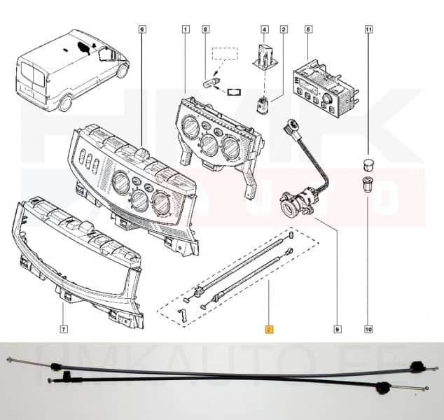 Soojendusploki trosside komplekt OEM Renault Trafic II 2009-