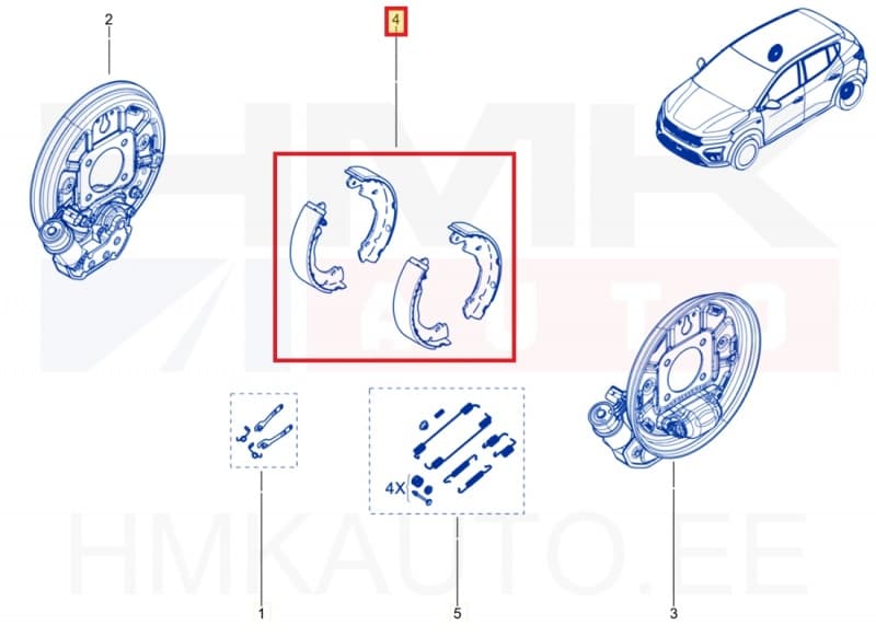 Trummelpiduriklotsid OEM Renault Captur II / Dacia Jogger 2020- 228,6mm