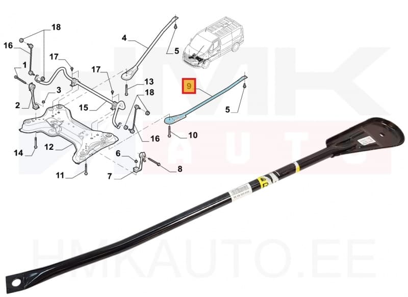 Sillaraami tugivarras vasak OEM Renault Trafic II,III