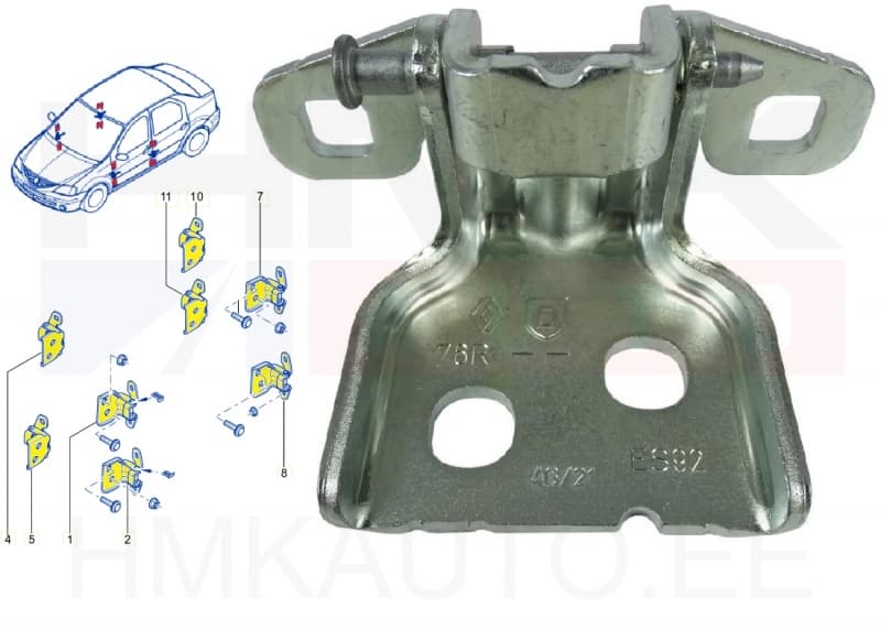 Uksehing esi/tagauksele OEM Dacia Logan
