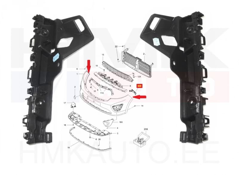 Esistange kandurite komplekt (vasak&parem) OEM Trafic III
