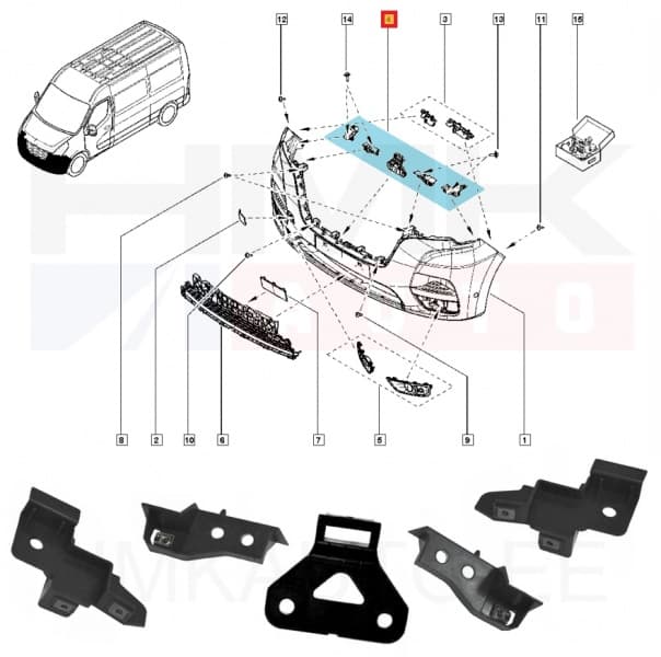 Esistange kinnituskomplekt OEM Renault Master 2019-