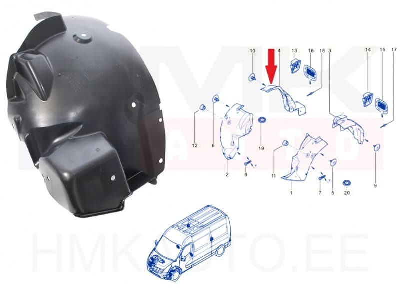 Esilogari tagaosa parem OEM Renault Master 2019-