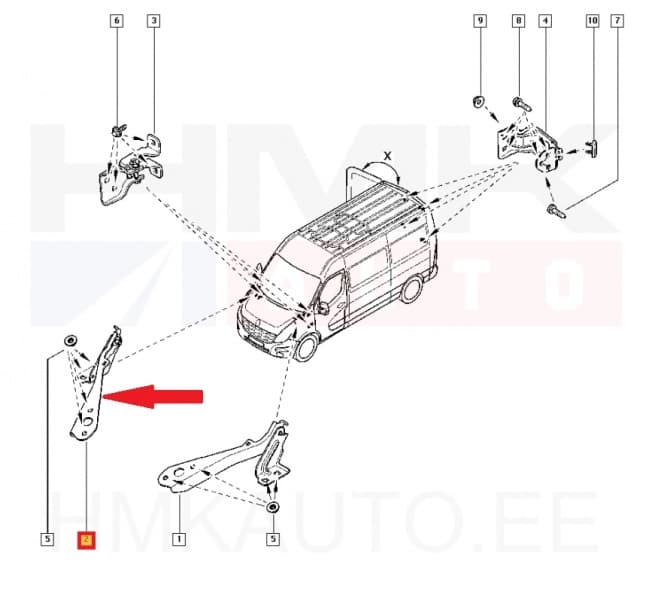Kapoti hing parem OEM Renault Master 2019-