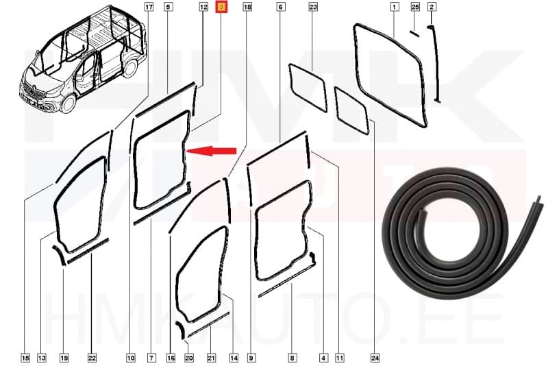 Liugukse tihend parem OEM Renault Trafic 2014-