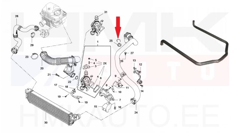 Turbo õhutoru klamber OEM Renault Master/Opel Movano 2,3DCI 2010-